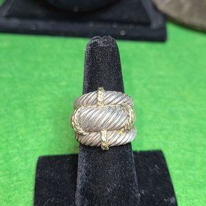 D.YURMAN 925 AND14K CABLE TRIPLE ROW RING SIZE 6.5